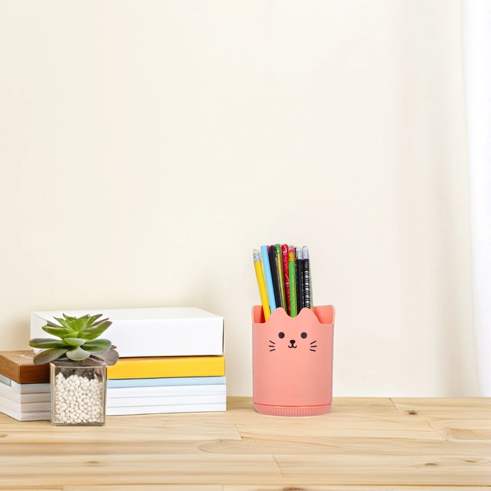 

Desktop Cartoon Pen Holder Children's Pencil Accessories Pink Plastic Organizer