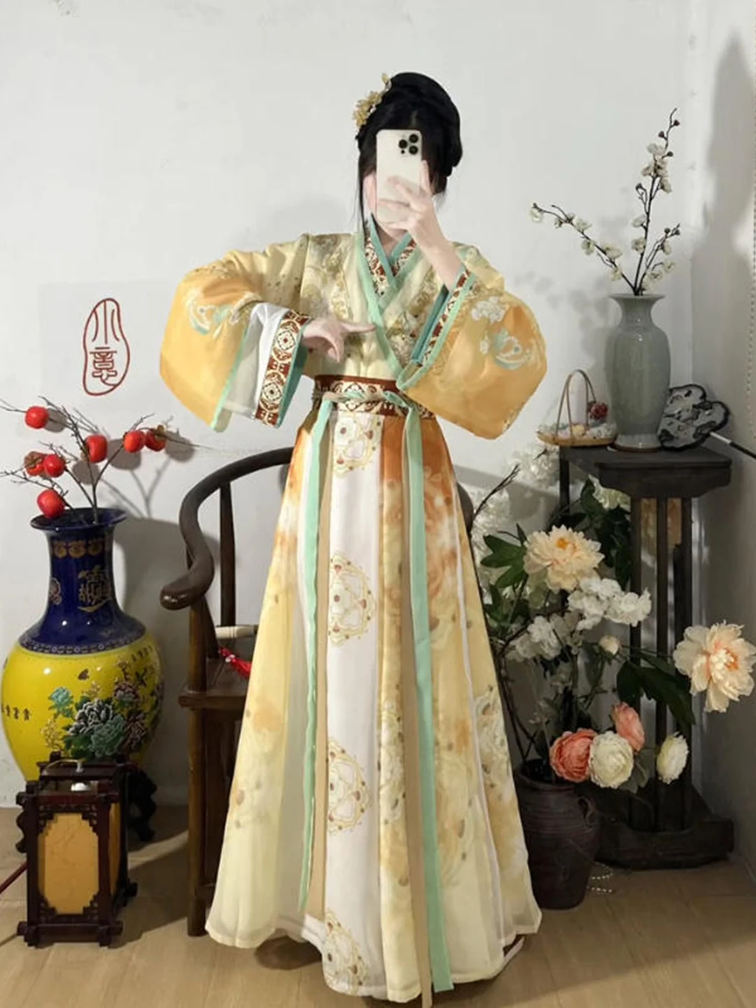 Women's Hanfu Jin Dynasty Waist-Length Collar One-Piece Skirt Three-Piece Set 2026 New Style Daily Traditional Chinese Costume