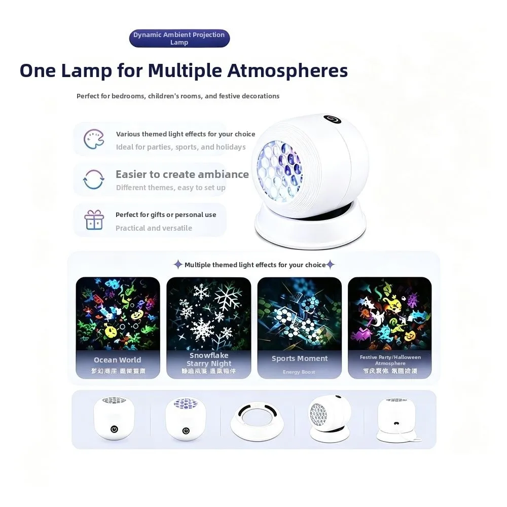 Ocean World Dreamy Ocean Projector USB Rechargeable Dynamic Projector Party Ambient Light High Definition Ocean-Themed