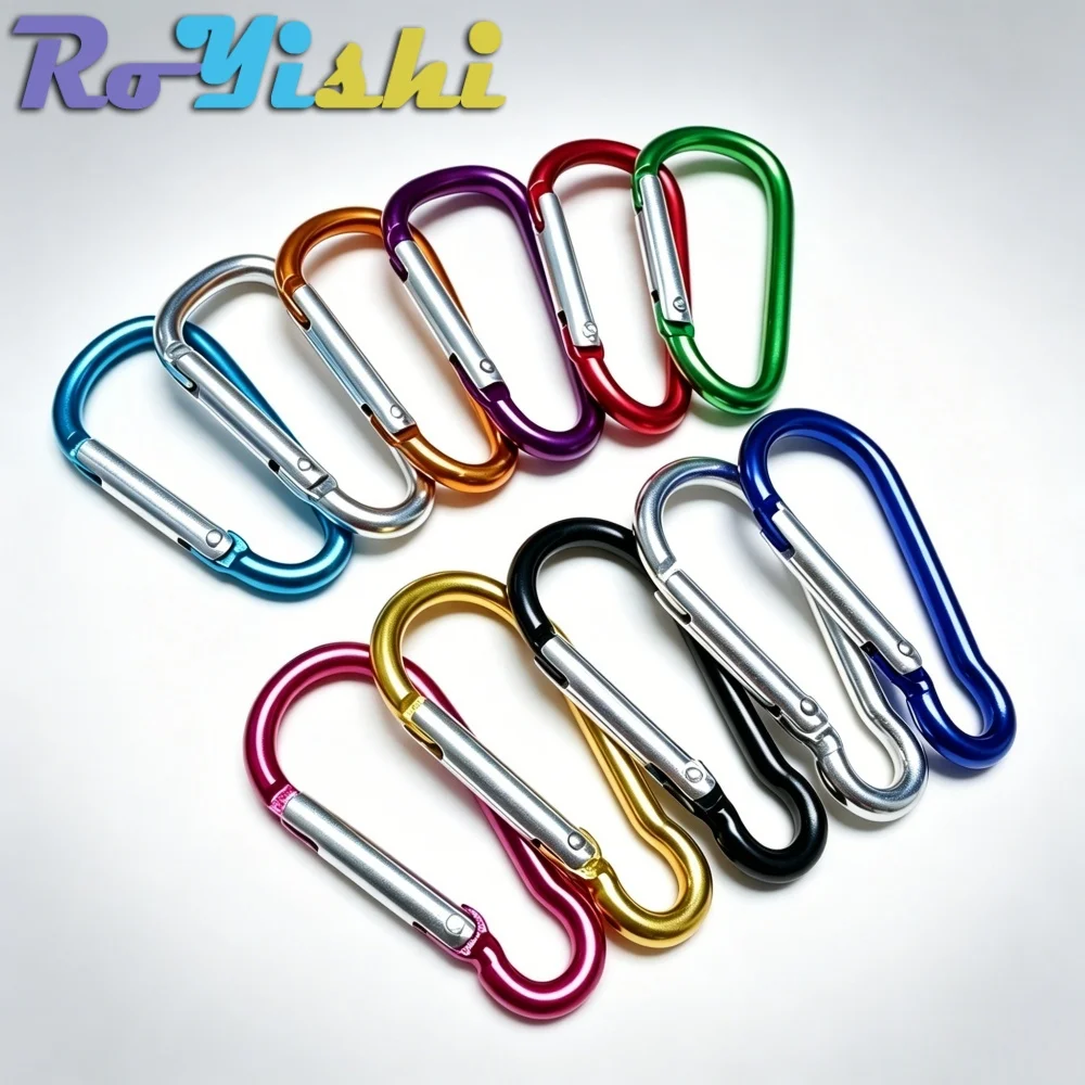 

10-100Pcs Multi Color D Ring Aluminum Carabiner Spring Clip Key Hook Backpack Water Bottle Buckle Camping Hiking