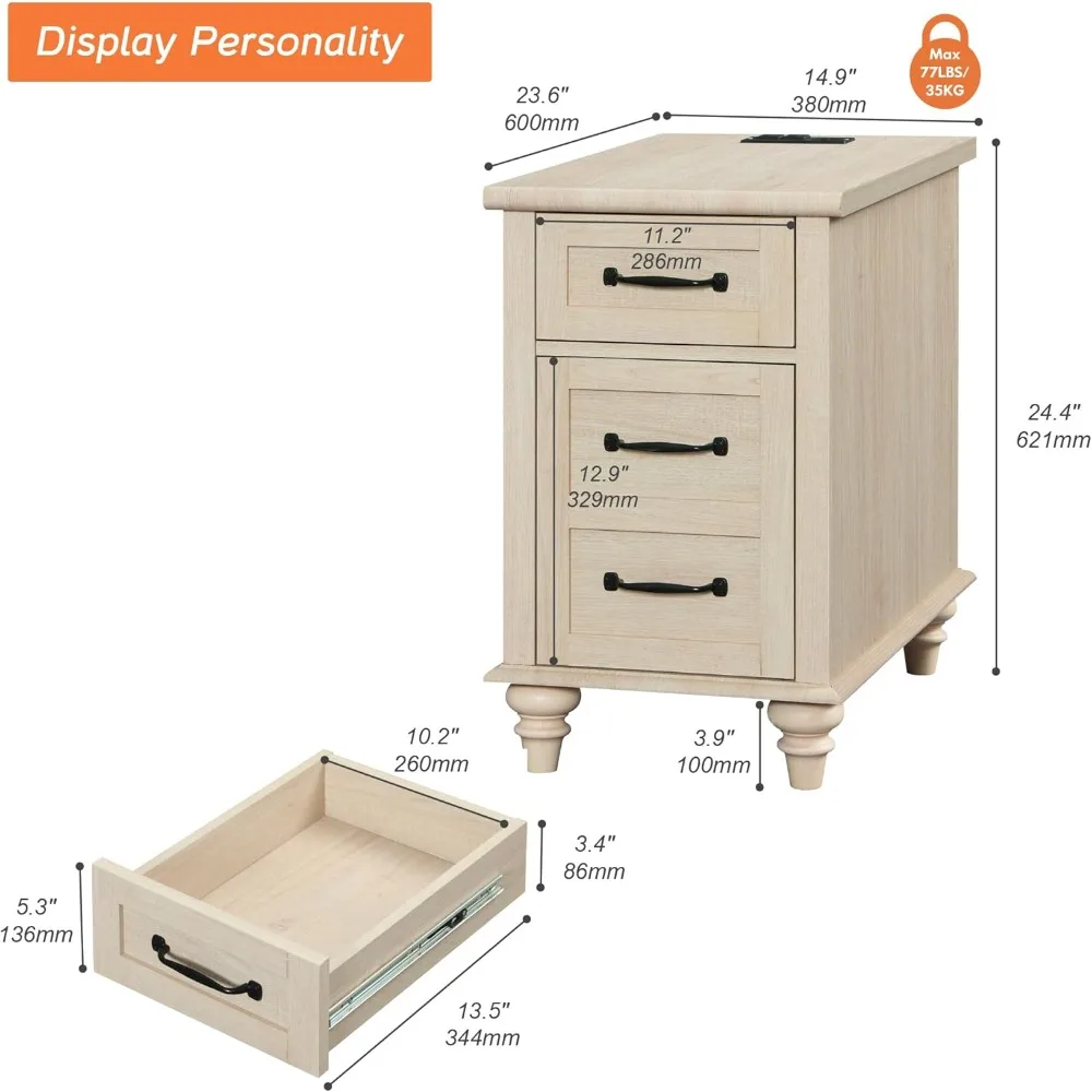 طاولة نهاية لمحطة الشحن مع درج وخزانة تخزين، منضدة جانبية ضيقة حديثة #2