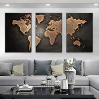 Retro World Map 3pcs/set Canvas Posters Nordic Wall Decor Wall Art Canvas Painting Living Room Bedroom Corridor Wall Decoration 6