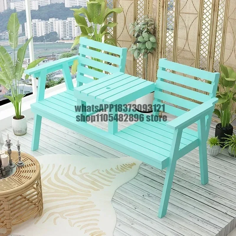 Simple garden double backrest outdoor courtyard preservative wood park chair home balcony leisure chair
