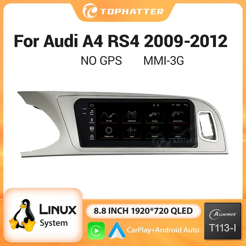 

8.8 Inch Multimedia Display For Audi A4 RS4 2009-2012 Airplay Miracast Function Touch Screen Wireless Carplay Android Auto