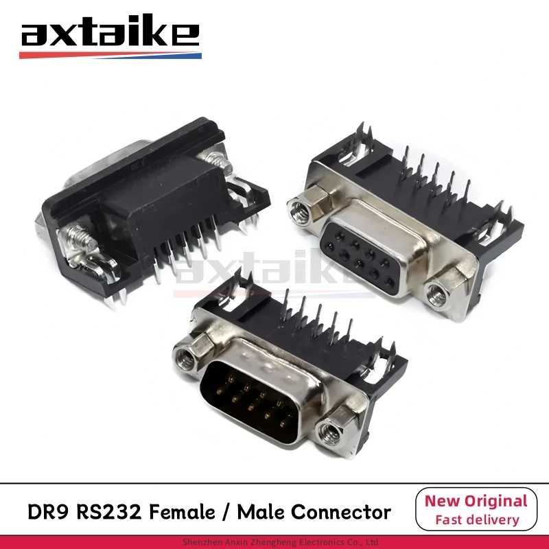 5PCS DR9 RS232 Seriale VGA Presa Femmina Maschio Connettore Montaggio su PCB D-Sub 9Pin 90 Gradi Ago Piegato DB9 Porta Seriale Base