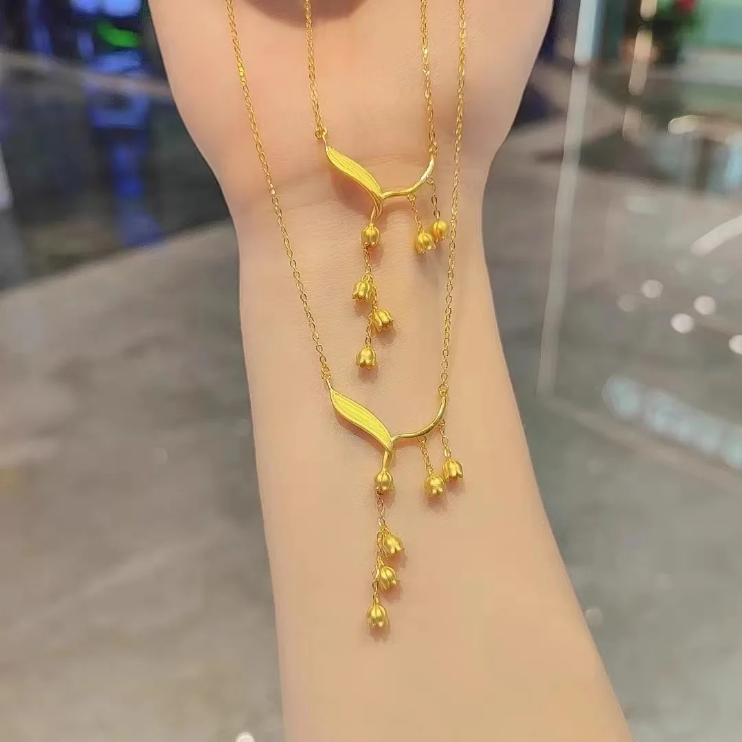 

Цельная цепочка Suzuki из чистого золота 24 карата, цельная цепочка на ключицу, ожерелье