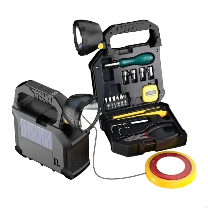 

LED Hand Light USB/Solar Rechargeable Auto Repair Torches Emergency Repair Kits for Car, Home, Outdoor Camping 87HA