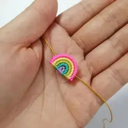 Pulsera de arcoíris tejida a mano para niños, cuerda trenzada de la suerte, ajustable, abalorio, Simple, pareja, amistad, Jew