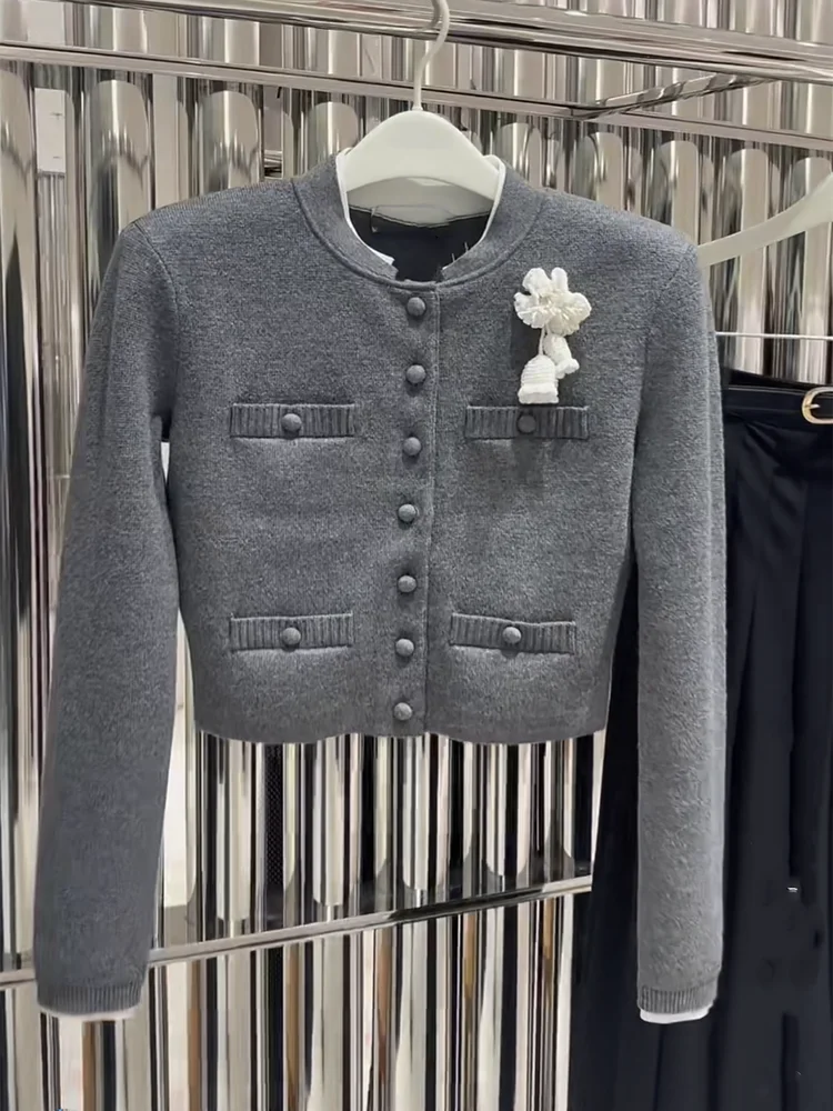

High-End Edition European Sle Autumn Winter Design Lightweight ay Saint Laurent Knit Long Sve Open Cardigan Top