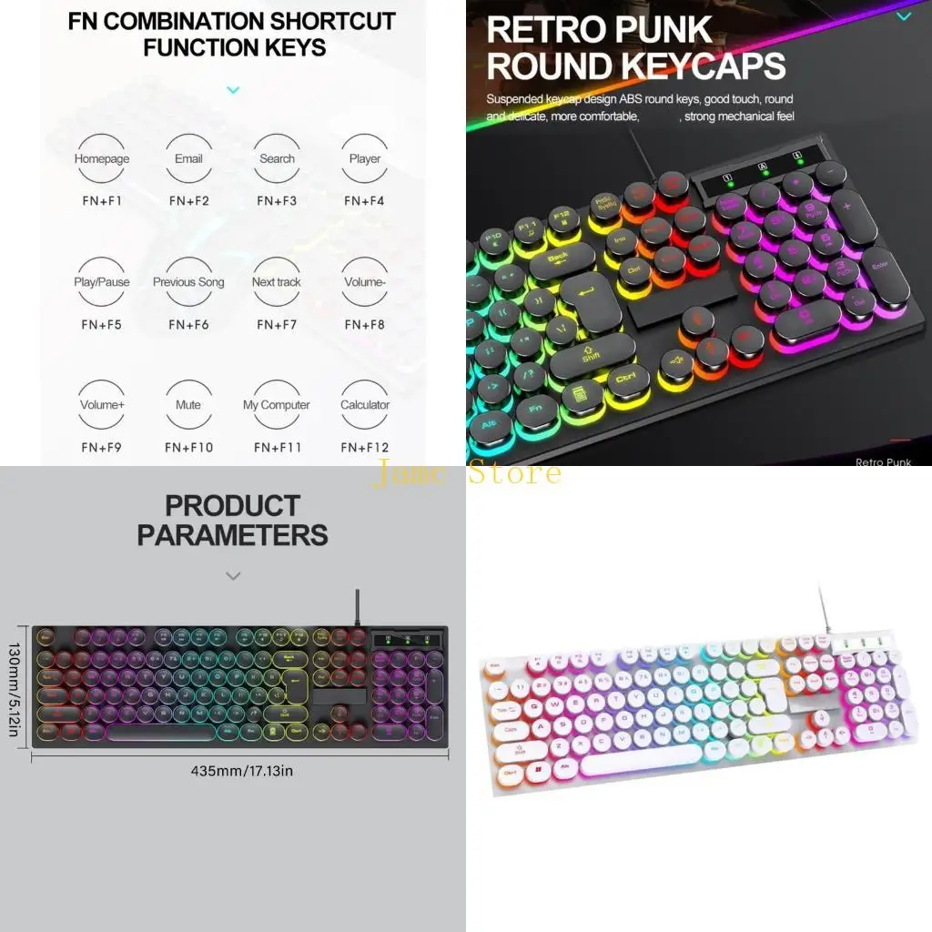 

LX0B Ergonomic Full Size Keyboards Including RGBs Backlit Mechanical Feel and Floating Design for Enhances Comfort