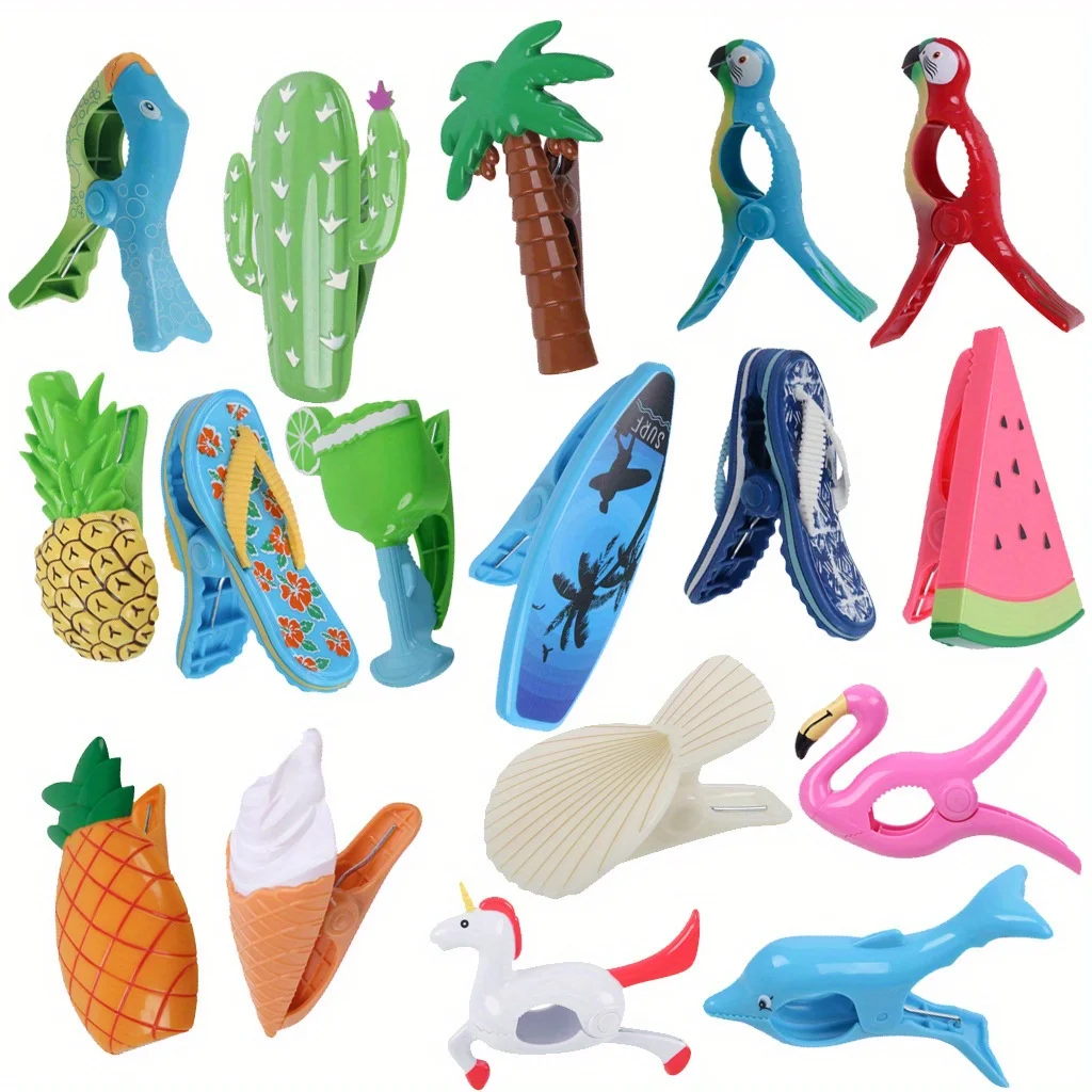 2pcs Creative Universal Bath Towel Windproof Clip Beach Towel Clips Clothes Pegs Quilt Peg for Laundry Sunbed Lounger