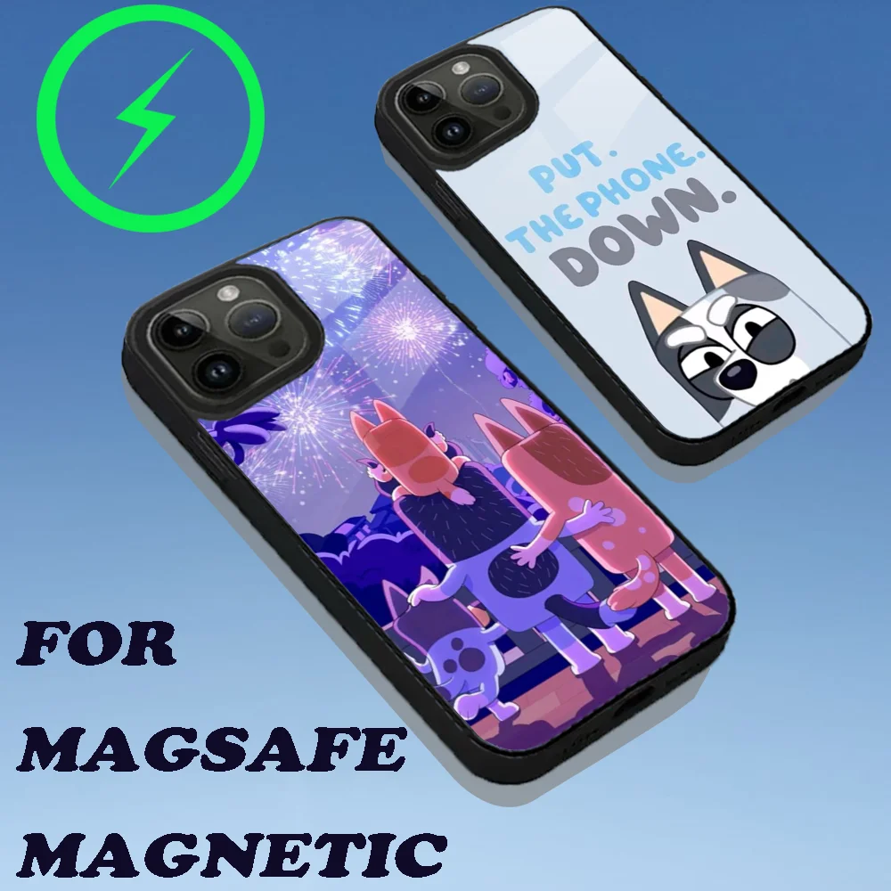 Cartoon B-Bingo-o Phone Case For iPhone 15,14,13,12,11,Plus,Pro,Max Mini Blue-yS Magsafe Magnetic Wireless Charging