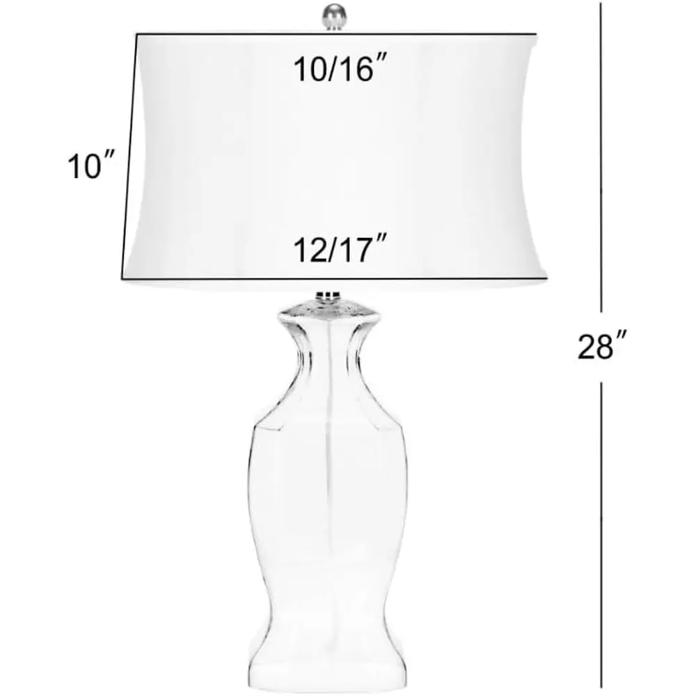 Clear Glass 28-inch Table Lamp Set for Bedroom, Living Room, and Office Desk with 2 LED Bulbs view 3