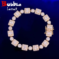 Bubble Letter Icon Tennis Bracelet for Men Micro Pave Prong Setting Cubic Zirconia Hip Hop Jewelry