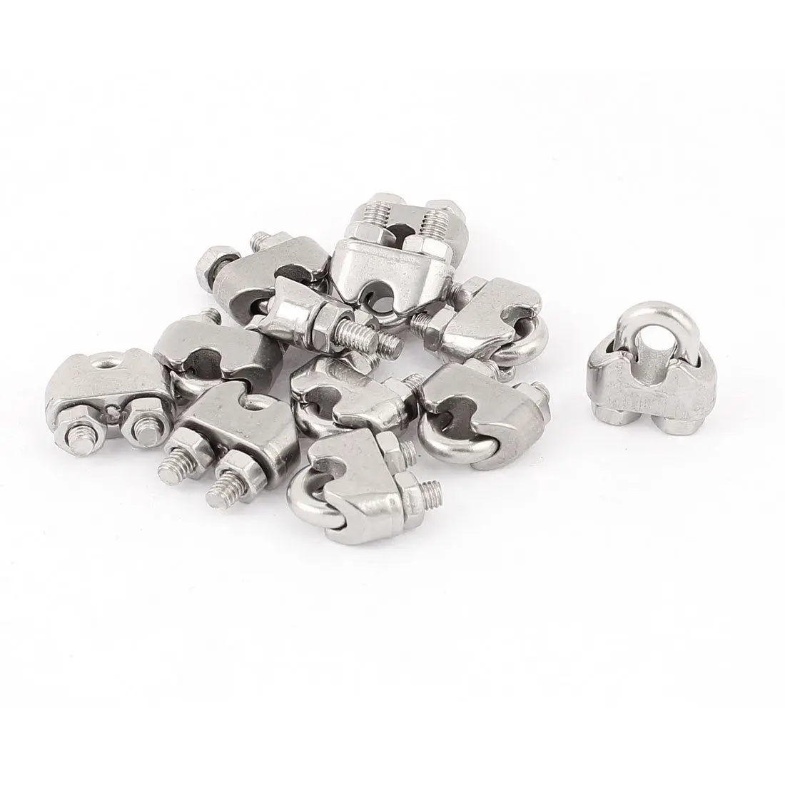 

12Pcs 3mm 1/8" Stainless Steel Wire Rope Cable Clamp Clips Fastener
