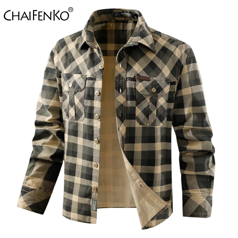 

Men Outdoor Business Leisure Shirt New Fashion Light Thin Plaid Long Sleeve Spring Autumn Loose Comfortable Lapel Tops Men