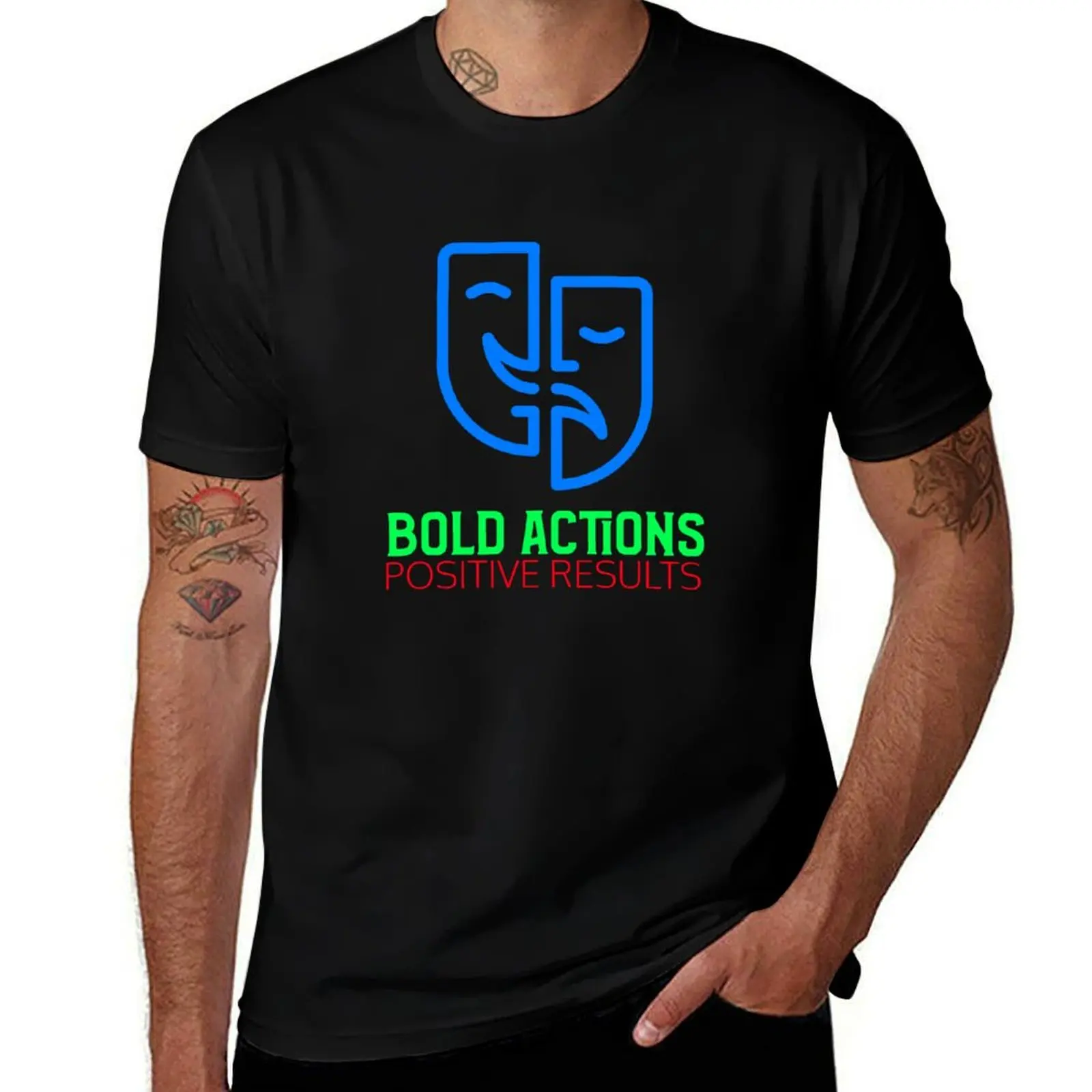 T-shirt décontracté avec imprimé graphique « Bold actions positive results destiny »