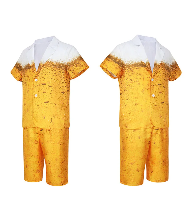 Men\'s Oktoberfest Suit Costume Adult Bavarian Beer Cosplay Dress Fancy Yellow Carnival Party Fantasia Halloween Role Clothes