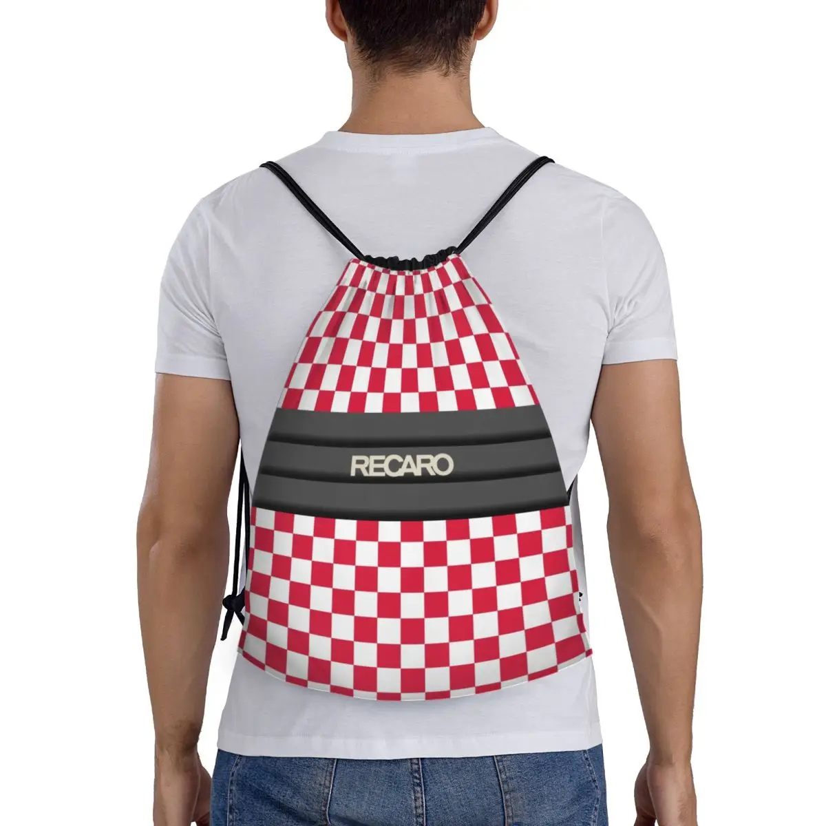 Custom Recaros Logo Drawstring Bags for Training Yoga Backpacks Women Men Sports Gym Sackpack view 5
