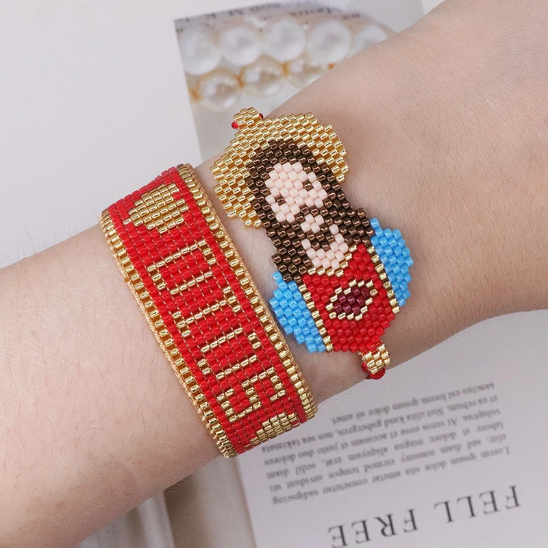 BLUESTAR DIOS Jesus Pattern Woven Bracelet Colorful Miyuki Beaded Religious Bracelets Pulseras Fashion Trendy Jewelry