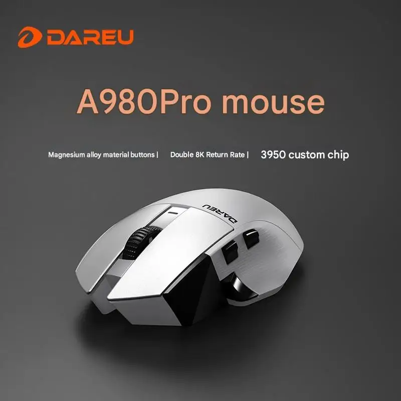 Dareu A980 Pro MAX Mouse Nirkabel Flash Star P3950 Chip Khusus 8K Return AIM-750U Sensor Kepadatan Tinggi Mouse Gamer Tahan Lama