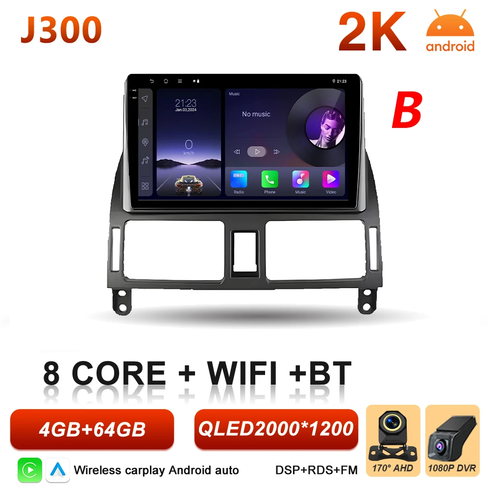Android 16 autoradio voor Toyota Avensis T25 T250 2003 - 2009 multimediaspeler autoradio BT Carplay Auto GPS stereo DSP scherm