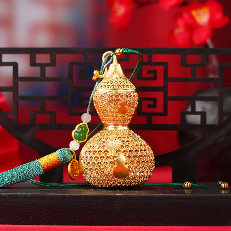 Brass Fulu gourd pendant, bag hanging accessories, filigree craft gifts, small ornaments, car accessories, car hangings