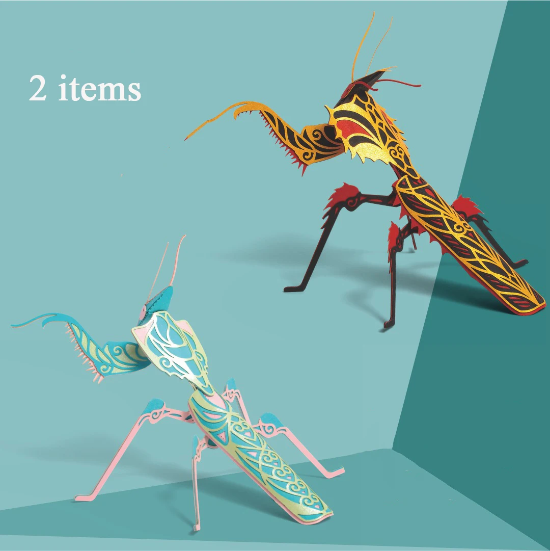 DIY Paper Miniature Building Kits Butterfly Praying Mantis 3D Model Animal Jigsaw Puzzles for Children Birthday Gifts Home Decor