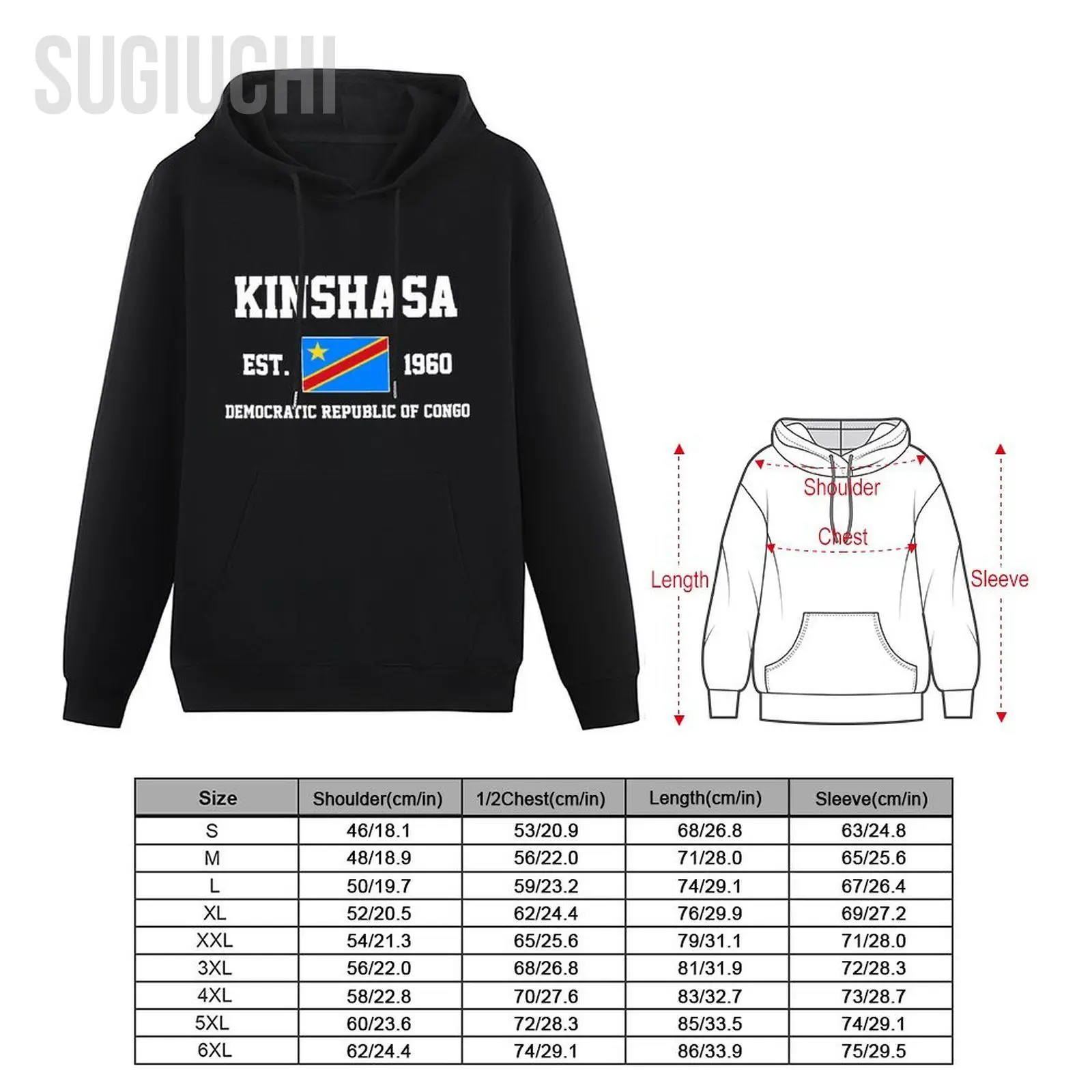 Sudadera con capucha para hombre y mujer, ropa de algodón Unisex, estilo Hip Hop, de la República del pueblo del Perú, EST.1960, Kinshasa, mayúscula