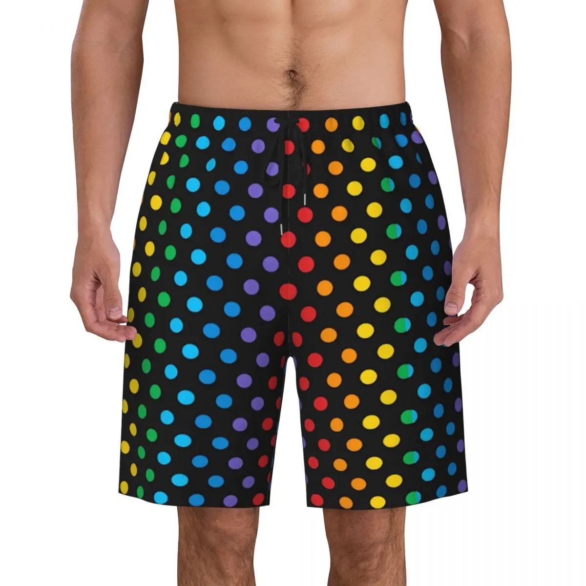 Rainbow Polka Dot Board Shorts Summer Colorful Print Y2K Funny Beach Short Pants Men Sports Surf Quick Drying Design Swim Trunks