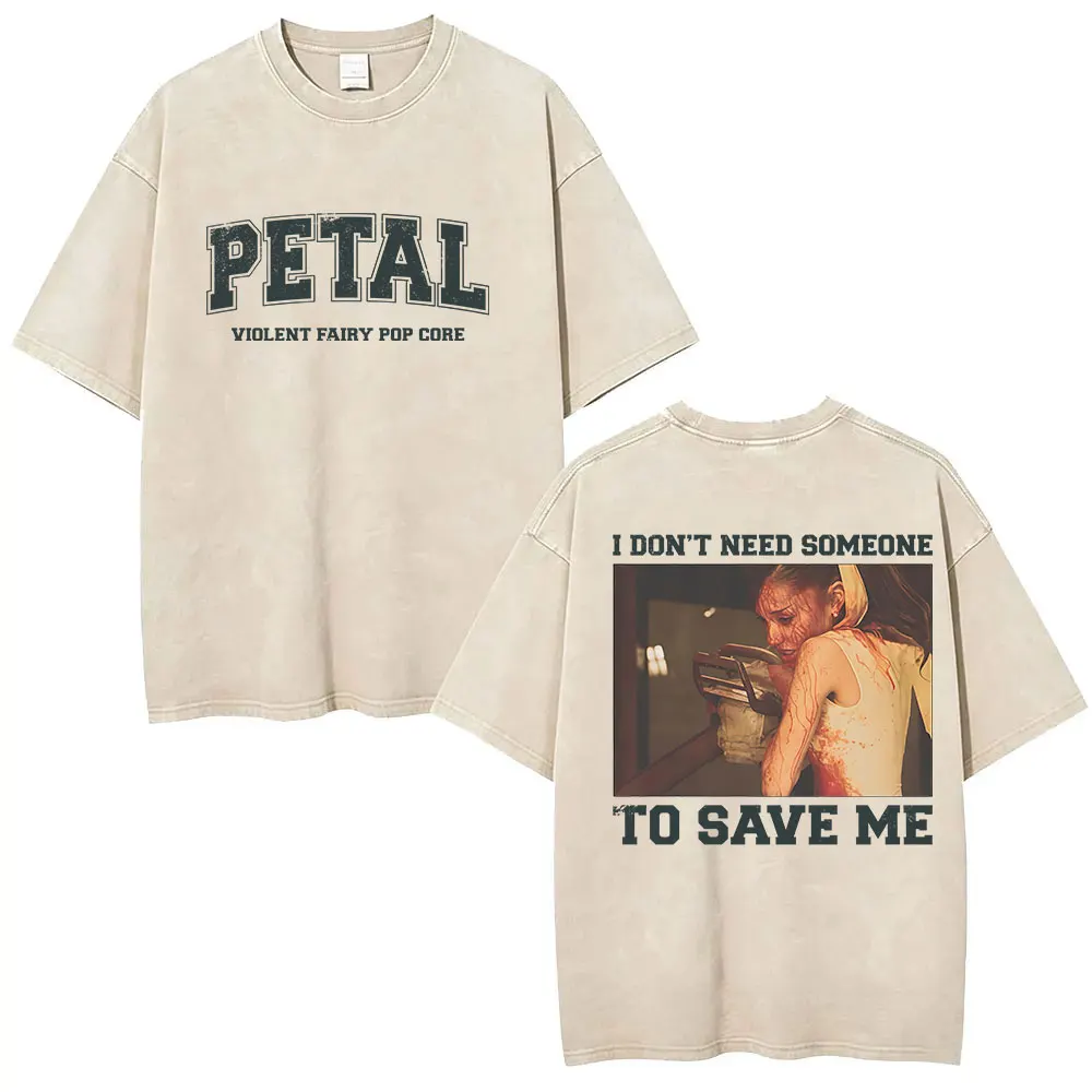Ariana Grande Vintage Washed T Shirts Petal Violent Fairy Pop Core Tour 2026 Graphic T-shirt Men Women Cotton Short Sleeve Tees
