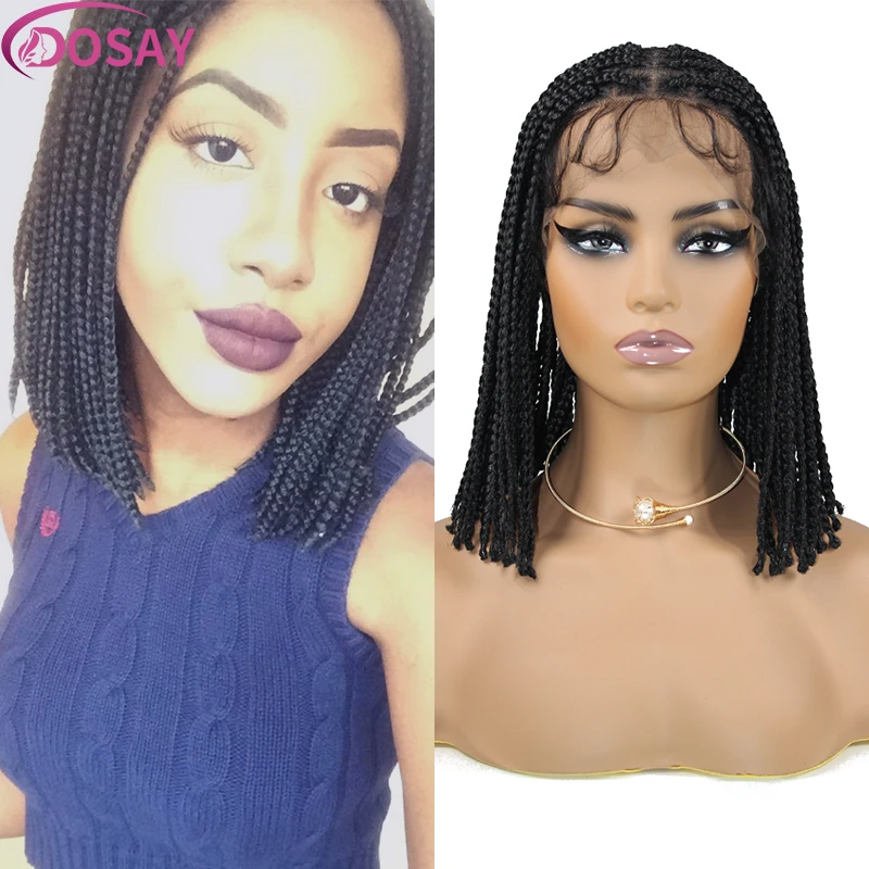 Synthetic 10'' Full Lace Braided Wigs Short Bob Box Braids Straight Twist Wig for Black Women Shoulder Length Knotless Braid Wig