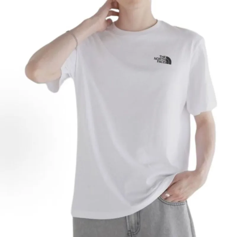 THE NORTH FACE Men's Solid Color Loose Crew Neck Short Sleeve T-Shirt White