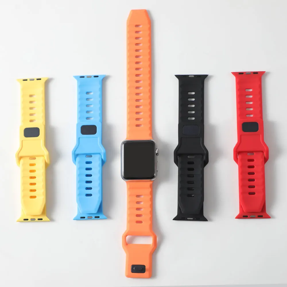 Silicone Strap For Apple Watch ultra Band 49mm 46mm 44mm 45mm 42mm 41mm 40mm sport correa bracelet iwatch Series 9 10 7 6 5 se 8