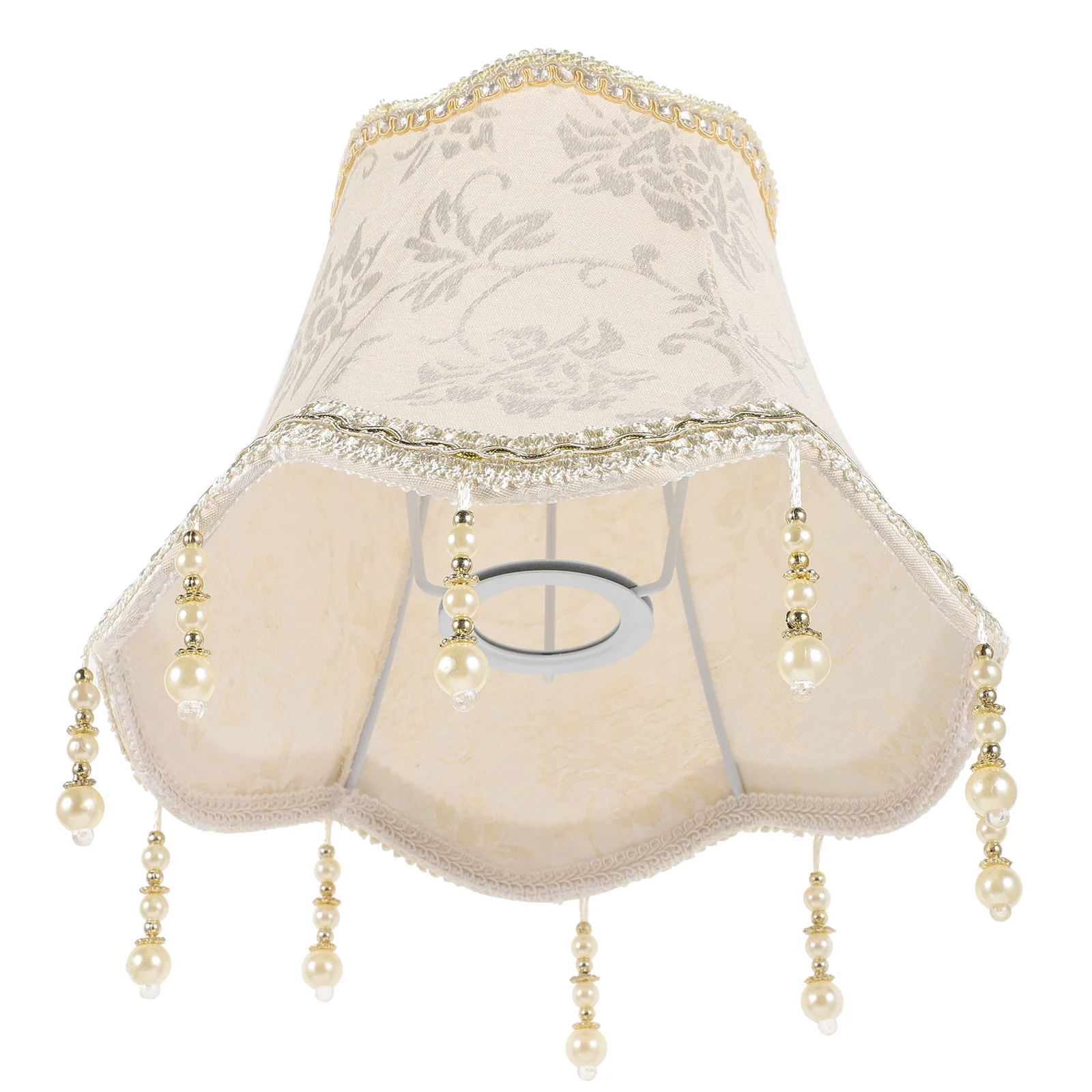 

Jacquard Lampshade Shades for Floor Macrame Beads Desk Bedside Bell Shaped Decorative Light