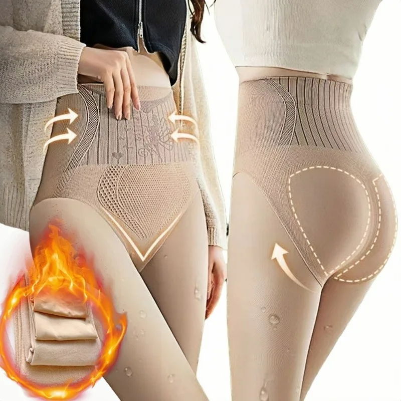 

Winter Pantyhose Warm Thicken Stomach Leggings Elastic for Women Velvet Tights Corset Shaping Stockings Cold Weather Female Pant