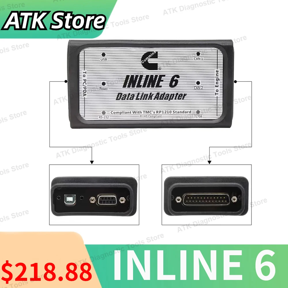 

Diagnostic Tool For Commins Inline 6 Data Link Adapter Heavy Duty Truck Complete OBD2 Scanner Cummins Insite 8.7 Pro with Keygen