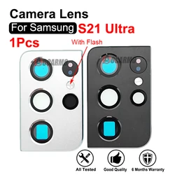 For Samsung Galaxy S21 Ultra Silver Black Rear Back Camera Lens With Frame And Flash Replacement Parts