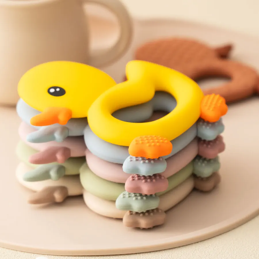 1PCS Baby Teether Toys Cartoon Duck Silicone Teether For Baby BPA Free Teething Chewing Toys Soft Teether Baby Accessories