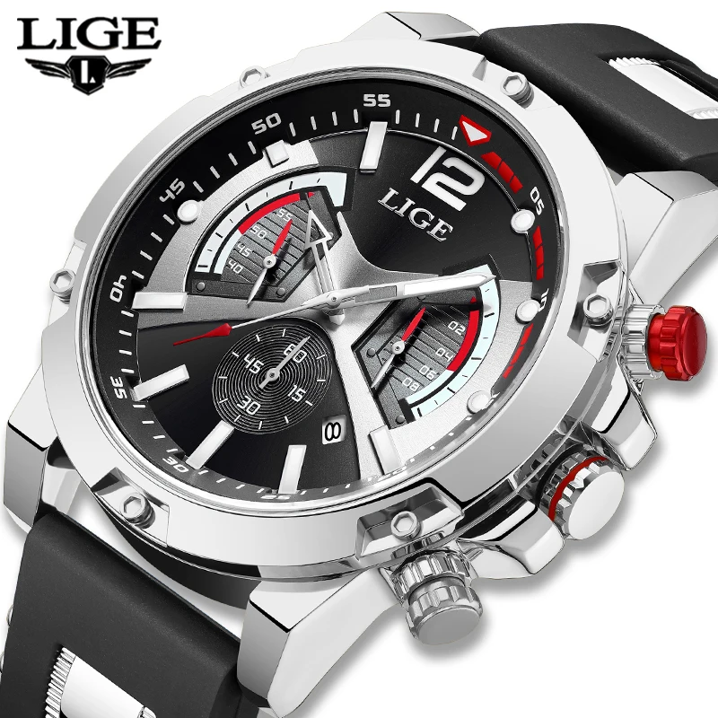 LIGE Casual Men Watch Luxury Waterproof Luminous Chronograph Date Man Wristwatch Military Quartz Men\'s Watches High Quality