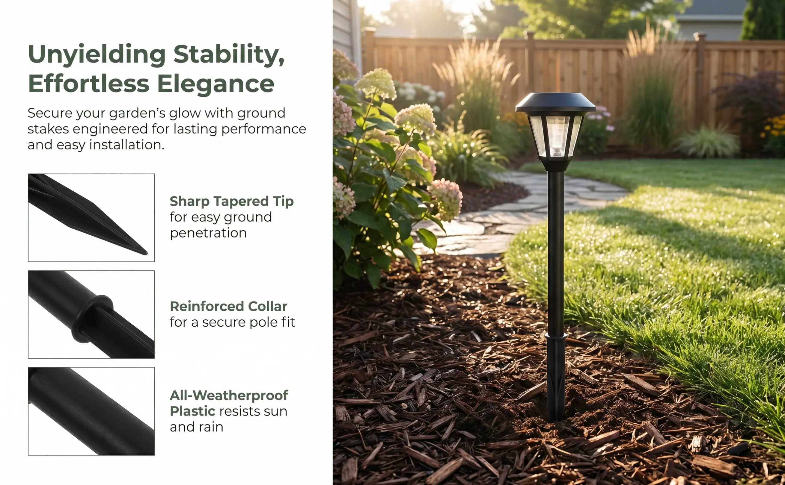 20pcs Plastic Solar Light Stakes – Weather-Resistant Ground Spikes for Garden Pathway & Landscape Lighting
