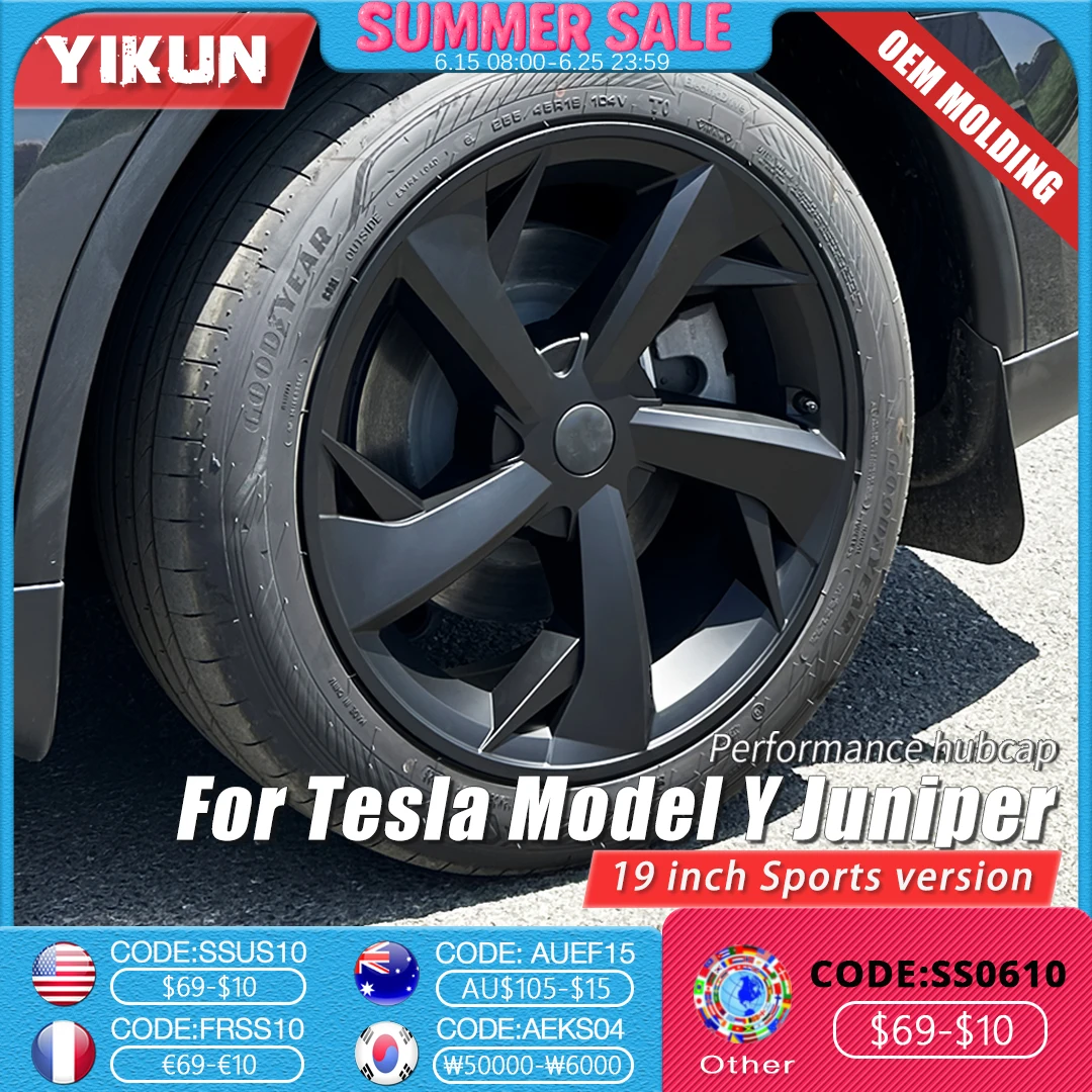 

4PCS HubCap 19 Inch for Tesla Model Y Juniper Hubcap Performance Replacement 19''Crossflow Wheels Cover Full Rim Accessorie 2025