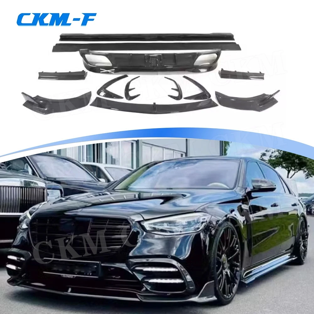 

Carbon Fiber Front Bumper Lip Spoiler Rear Diffuser Side Skirts FRP for Benz S Class W223 S450 S500 Sport 2021-2023 Body Kits