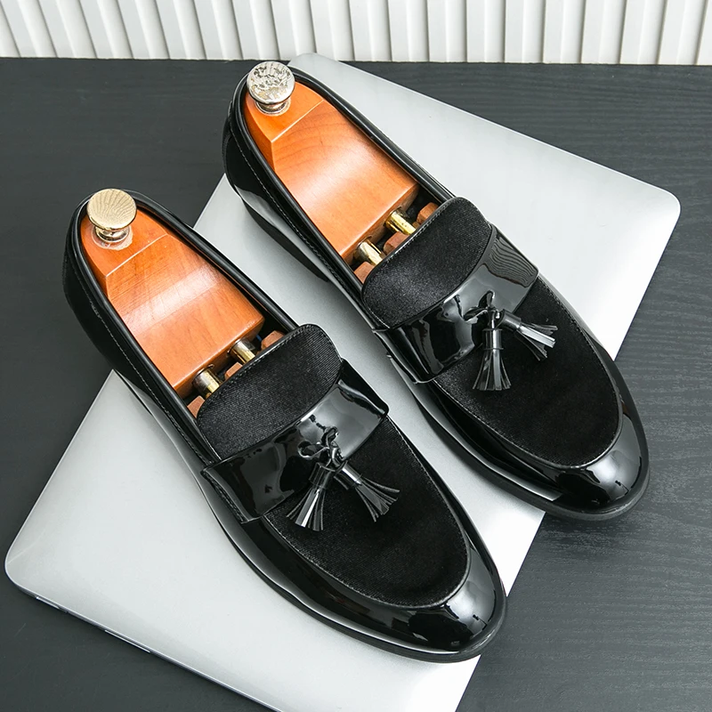 HKDQ Trend Green الرجال المتسكعون الفاخرة مصمم أحذية من الجلد للرجال مريحة خفيفة الوزن الانزلاق على فستان أحذية رجل أحذية الحفلات #4