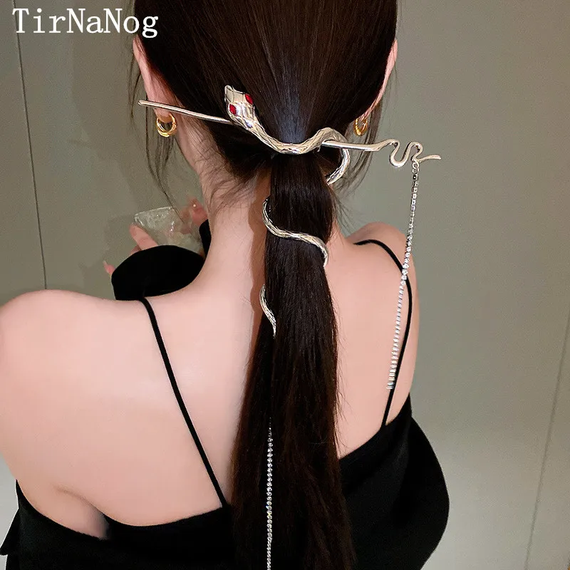 2023 New Chinese Style Classic Snake Hairpin Simple Chain Tassel Hair Female Fashion Hair Accessories