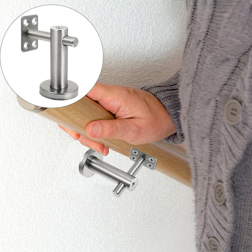 

2Pcs StainlessSteelHandrailBracket AdjustableSilverforStairsIndoorRailing DeckSupport ModernHomeDecor BuildingTools