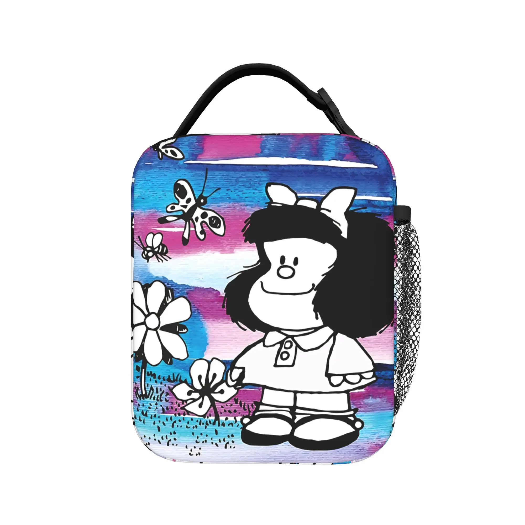Mafaldas Flowers Insulated Lunch Bag Large  Reusable Cooler Bag Lunch Box Tote Beach  Picnic Food Handbags