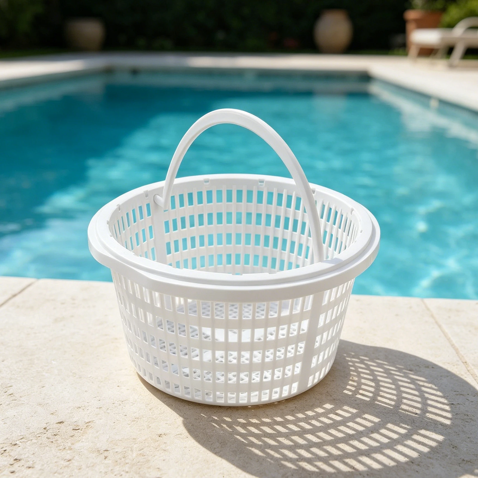 Plastic Pool Skimmer Basket Sized for Standard Skimmer Boxes to Intercept Leaves and Light Debris at Water Level