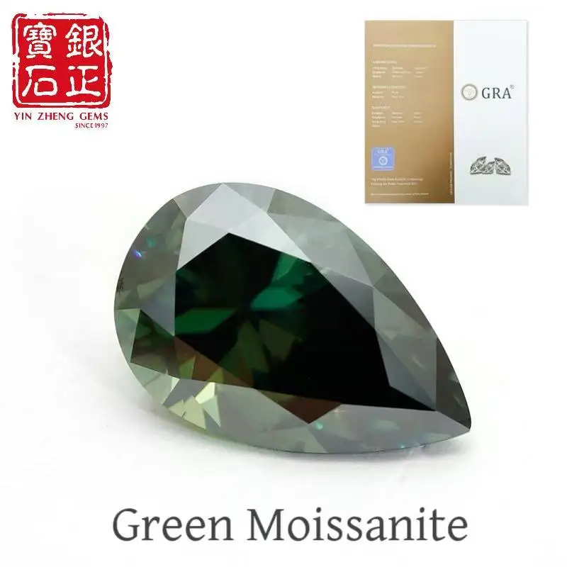 

Муассанит YinZheng с бриллиантами грушевидной огранки, зеленый класс 6А, обеспечивает GRA CertifIcate свободный муассанит для изготовления ювелирных изделий