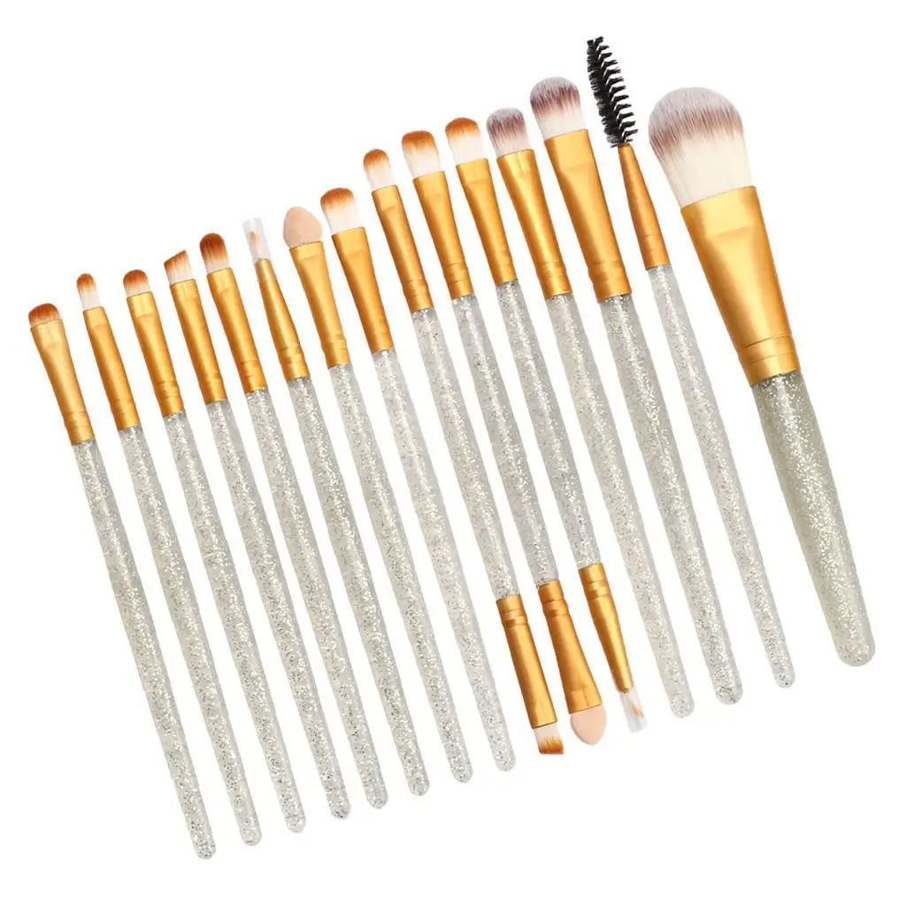 Makeup Brush Set 15 in 1 Premium Nylon Fiber Facial and Eyeshadow Brushes for Women Beauty Tools